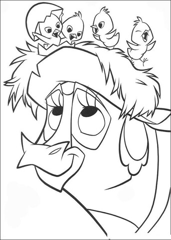 Chicks On The Cow Coloring Page